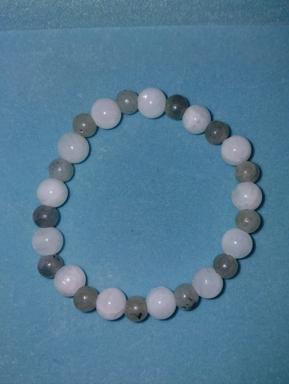 Moonstone And Labradorite Beaded Stretch Bracelet